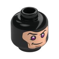 Minifig Head Gambit, Light Nougat Dace, Purple Eyes, Smirk, Raised Eyebrow/Angry Frown Schwarz