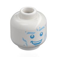 Minifig Head Iceman, Medium Blue Face, Raised Eyebrow Print White