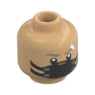 Minifig Head Drift, Dark Tan Eyebrows, White Mark, Black Facemask Warmes Beige