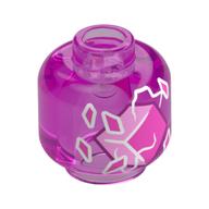 Minifig Head (No Face), Trespasser Elite, Dark Pink Shards, Cube Trans-Dark Pink