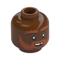 Minifig Head Dwarf Barbarian, Dark Orange Thick Eyebrows, Beard, Moustache, Smile with Chipped Tooth/Frown Reddish Brown
