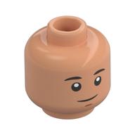 Minifig Head Sig Greebling, Black Eyebrows, Lopsided Grin/Scared Nougat