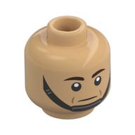 Minifig Head Imperial Navy Trooper, Dark Brown Eyebrows, Stern, Closed Mouth/Open Mouth Grimace Warmes Beige