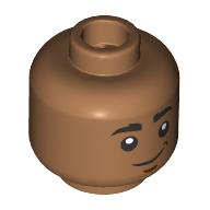 Minifig Head Wim, Thick Black Eyebrows, Reddish Brown Lines, Neutral/Scared Mittelnougat
