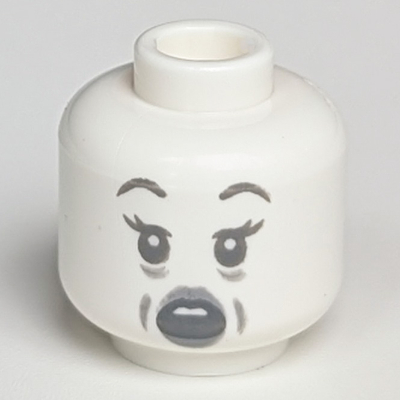 Minifig Head Ghost, Open Mouth Print White