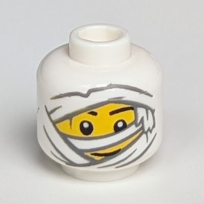 Minifig Head Mummy Costume, Smiling Face Print White