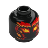 Minifig Head Sauron, Yellow, Orange, and Red Flames for Face Print Schwarz