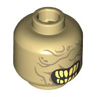 Minifig Head Mouth of Sauron, Dark Tan Wrinkles, Yellow Sharp Teeth Print Tan