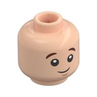 Minifig Head Seamus Finnigan, Reddish Brown Eyebrows, Chin Dimple, Smile/Surprised, Black Ash Streaks Light Nougat