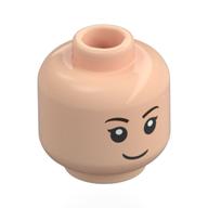 Minifig Head Pansy Parkinson, Dark Brown Eyebrows, Mean Smile / Angry Print Hellnougat