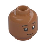 Minifig Head Padma Patil, Crooked Smile, Closed Mouth/Open Mouth Sienna Brown