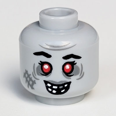 Minifig Head Zombie, Red Eyes with White Pupils, Missing Teeth Print Light Bluish Gray