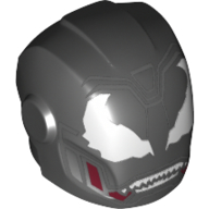 Helmet with Armor Plates and Ear Protectors with White Eyes, Sharp Teeth (Venom) Schwarz
