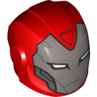 Helmet with Armor Plates and Ear Protectors with Silver Face and White Rectangular Eyes, Triangle on Forehead Print (Pepper Potts) Rot