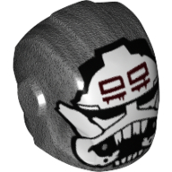 Helmet with Armor Plates and Ear Protectors with White Skull/Storm Trooper Print Pearl Titanium