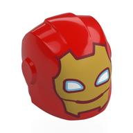 Helmet with Armor Plates and Ear Protectors with Yellow Face and White Triangle Eyes Mouth Print (Iron Man) Rot