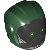 Helmet with Armor Plates and Ear Protectors with Black Mask Print (Vulture) Dunkelgrün