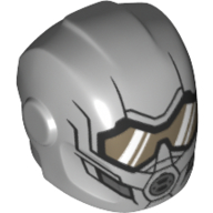 Helmet with Armor Plates and Ear Protectors with Eye Visor and Mouthpiece Print (Wasp) Hellblaugrau
