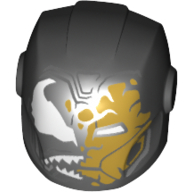 Helmet with Armor Plates and Ear Protectors with White Eyes, Sharp Teeth, Partly Iron Man Mask (Venom) Black