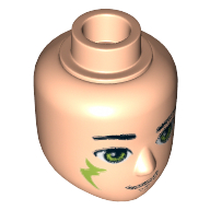 Minidoll Head Male, Lime Eyes, Smile and Lime Elves Tribal Print (Farran) in 