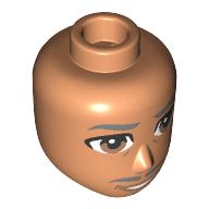 Minidoll Head Male Dark Bluish Grey Eyebrows, Moustaches, Goatee, Brown Eyes Nougat