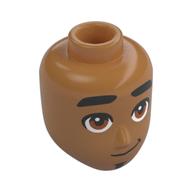 Minidoll Head Male, Black Thick Eyebrows, Brown Eyes, Smirk Medium Nougat