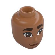 Minidoll Head Male, Thick Dark Brown Eyebrows, Reddish Brown Eyes, Wobbly Mouth Sienna Brown