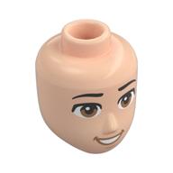 Minidoll Head Male, Black Eyebrows, Brown Eyes, Dark Tan Open Mouth Light Nougat