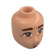 Minidoll Head Male, Reddish Brown Eyebrows, Goatee, Stubbles, Wrinkles Nougat