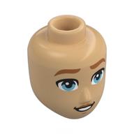 Minidoll Head Male, Nougat Eyebrows, Medium Blue Eyes, Open Mouth Smile Warm Tan