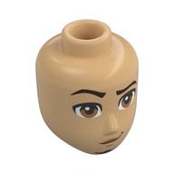 Minidoll Head Male, Black Eyebrows, Brown Eyes, Bears, Raised Eyebrow, Lopsided Smile Warm Tan