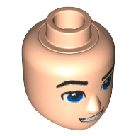Minidoll Head Male with Raised Right Eyebrow, Blue Eyes, Open Smile with Teeth Print Hellnougat