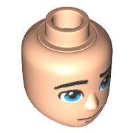 Minidoll Head Male with Blue Eyes, Black Eyebrows and Smirk Print (The Flash) Hellnougat