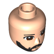 Minidoll Head Male with Brown Eyes, Black Beard and Curly Mustache Light Nougat