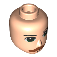 Minidoll Head Male with Green Eyes, Reddish Brown Mustache Hellnougat