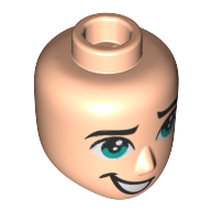 Minidoll Head Male Dark Turquoise Eyes, Crooked Smile, Teeth Light Nougat