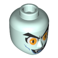 Minidoll Head Male with Yellow Eyes, Open Mouth, Tooth, Fangs (Vampire), Blue Cheeklines Light Aqua