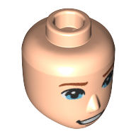 Minidoll Head Male with Blue Eyes, Open Mouth Smile with Teeth Print Light Nougat