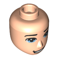 Minidoll Head Male Bright Light Blue Eyes, Broad Smile, Teeth print Hellnougat