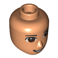 Minidoll Head Male Dark Brown Eyes, Open Mouth Smile print Nougat