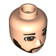 Minidoll Head Male Dark Brown Beard, Brown Eyes print Light Nougat