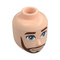 Minidoll Head Male with Reddish Brown Eyebrows, Full Beard, Bright Light Blue Eyes print Light Nougat