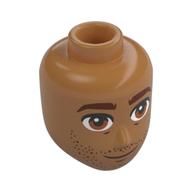 Minidoll Head Male Reddish Brown Eyebrows, Eyes, Stubbled Beard Medium Nougat