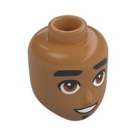 Minidoll Head Male Thick Black Eyebrows, Light Brown Eyes Looking Up, Open Mouth Mittelnougat