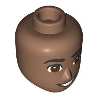 Minidoll Head Male, Black Eyebrows, Reddish Brown Eyes, Smile with Teeth Medium Brown
