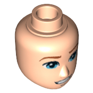 Minidoll Head Male with Blue Eyes, Open Mouth Smile with Teeth Print Light Nougat