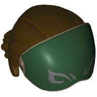 Hair Straight Cut, Ponytail, Dark Green Eye Cover, Markings Dark Brown