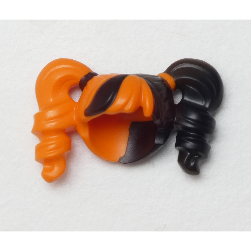 Hair Pigtails High Bouncy and Hole on Top with Black Hair on Left Side pattern Orange