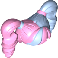 Hair Pigtails High Bouncy and Hole on Top with Bright Light Blue Left Side pattern Bright Pink