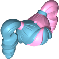Hair Pigtails High Bouncy and Hole on Top with Bright Pink Left Side Print Medium Azure